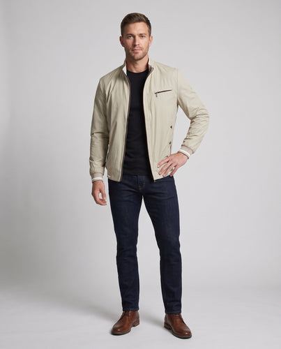 Herren Leichte Blousonjacke mit Stehkragen, Reißverschluss-Brusttasche und elastischen Bündchen Drune