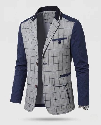 Herren Leichter Baumwollblazer im Casual-Stil mit Reißverschluss-Brusttasche und Slim-Fit-Silhouette Drune