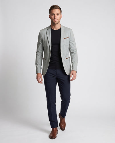 Leichte Baumwollmischung Blazer für Herren mit kontrastierendem Besatz und Brusttasche Drune