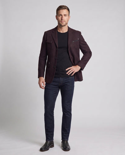 Herren Moderner City-Blazer mit Brustreißverschluss und Klapptaschen Drune