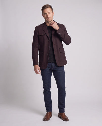 Herrenjacke-Blazer aus Wollmischung mit dekorativem Reißverschluss und aufgesetzten Taschen Drune