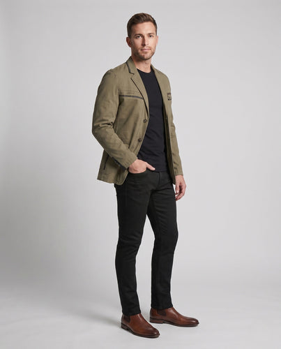 Herren Blazerjacke im Feldjacken-Look mit dekorativen Nähten Drune