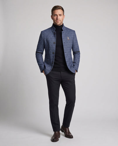 Herren Stehkragenjacke aus strukturiertem Wollmix mit leichtem thermischem Futter Drune
