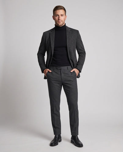 Herren Tailored Business Blazer mit strukturierter WDrune Struktur und leichtem Stretch Drune