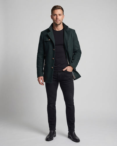 Herren Übergangsjacke im Feldjackenstil mit gemustertem Futter Drune