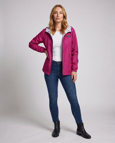 Frauen Leichter Kapuzen-Windbreaker mit Bedrucktem Futter, Wasserabweisend und Verpackbar Drune