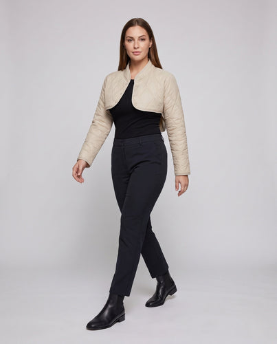 Damen Kurze Stepp-Bolero-Puffermantel mit Stehkragen