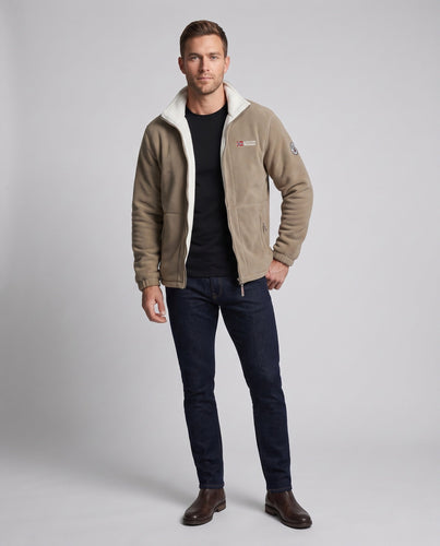 Herren Fleece Outdoor Jacke mit thermisch isolierter Innenschicht, Stehkragen und verdecktem Reißverschluss