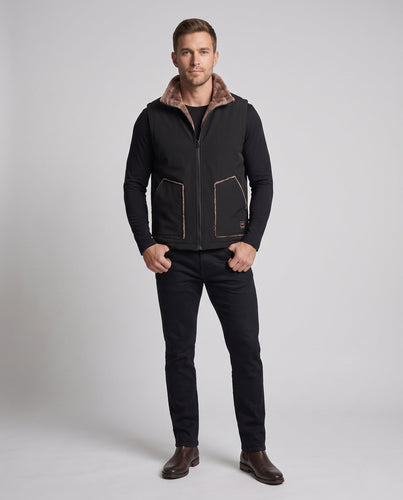 Herren isolierte Thermo-Fleece-Weste mit Teddy-Innenfutter und winddichter Außenfläche