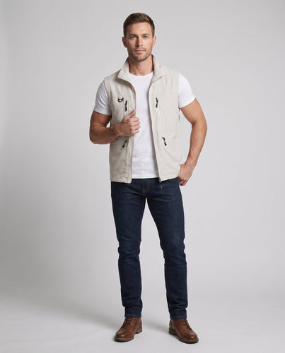 Herren Multifunktionale Outdoor-Weste mit Netzfutter, Stehkragen und Reißverschlusstaschen