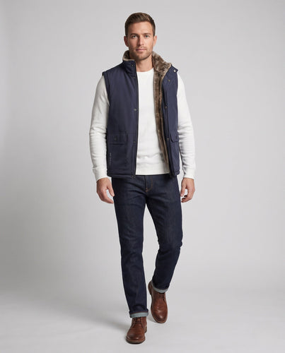 Herren Outdoor Thermoweste mit hochflorigem Kunstfellfutter, winddichter Softshell und Seitentaschen