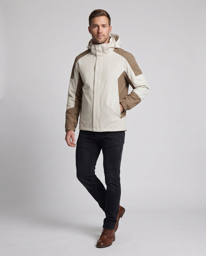 Herren Softshell Outdoorjacke mit verstellbarer Kapuze, wind- und wasserabweisend, verstärkte Einsätze
