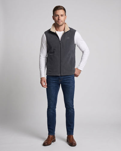 Herren Thermo Fleece Weste mit Sherpa Futter, hohem Stehkragen und versteckten Seitentaschen