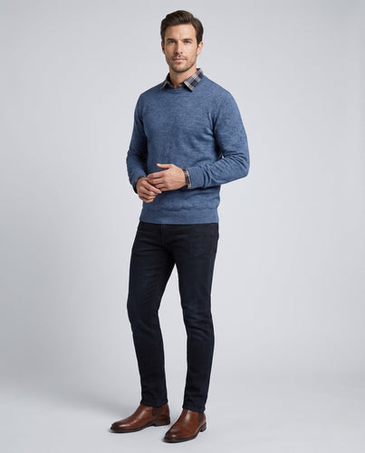 Herren-Thermo-Strickpullover mit integriertem Hemdkragen und V-Ausschnitt