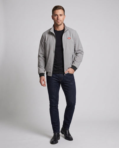 Herren Urban Softshell Bomberjacke mit Stehkragen, Reißverschluss und elastischen Bündchen