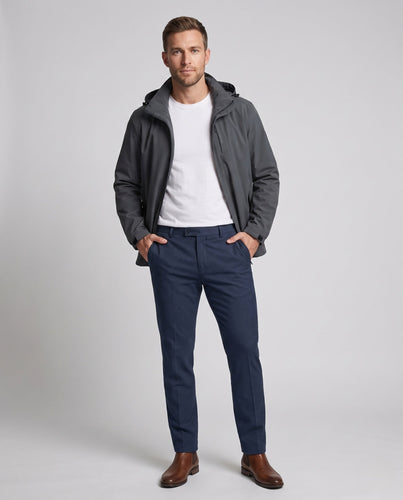 Herren Wind- und Wasserabweisende Softshelljacke mit abnehmbarer Kapuze und verdecktem Reißverschluss Drune