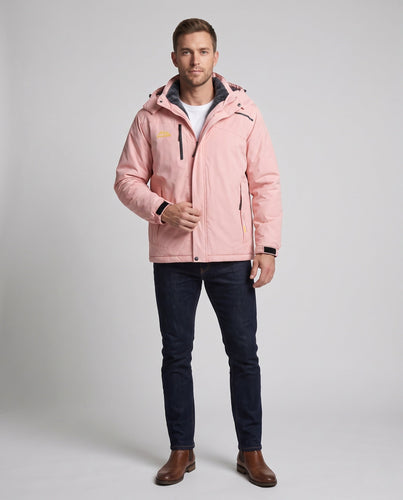 Herren Winterparka mit dickem Fleece-Innenfutter, abnehmbarer Kapuze und winddichter, wasserabweisender Softshell-Schicht Drune