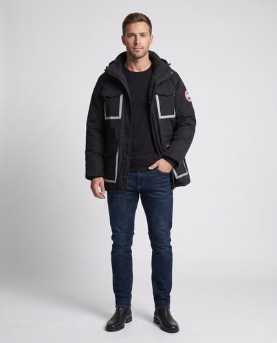 Unisex Winterparka mit reflektierenden Einsätzen und abnehmbarem Kapuze Drune