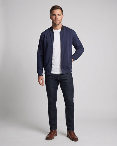 Herren Baumwollmischung Bomber Sweatjacke mit durchgehendem Reißverschluss und Seitentaschen Drune