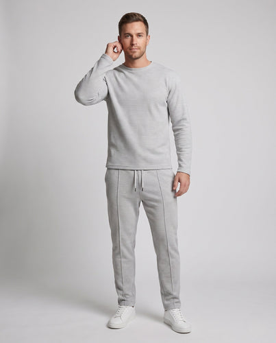Herren fein strukturiertes Komfort-Loungewear-Set mit Rundhalsausschnitt, schmal zulaufenden Jogginghosen & Kordelzug Drune