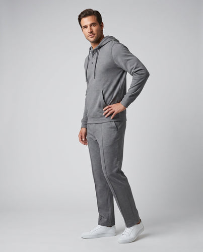 Herren Kapuzen-Henley Lounge-Set mit Knopfleiste und gefältelten Hosen Drune