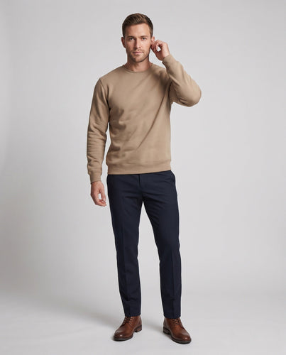 Herren Freizeit Baumwollmischung Rundhals Sweatshirt mit Rippbündchen Drune