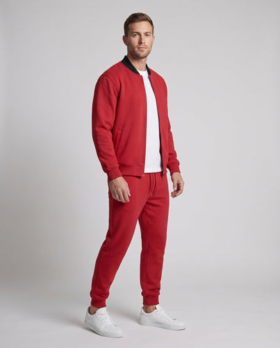 Herren Reisekit Bomberjacke mit entspannten Jogginghosen aus strukturiertem Fleece Drune