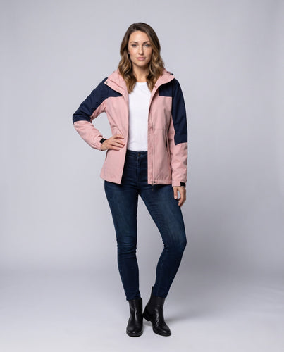 Damen atmungsaktive Softshell-Outdoormantel mit Kapuze und kontrastierenden Einsätzen Drune