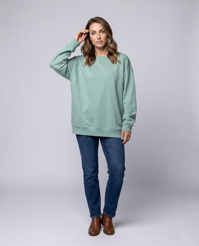 Damen Oversized Sweatshirt mit Rundhalsausschnitt und Drop-Shoulder Drune