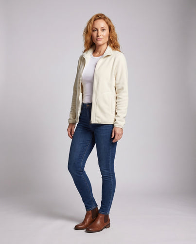 Damen warme Fleecejacke mit Teddy-Futter, Stehhals und durchgehendem Reißverschluss Drune
