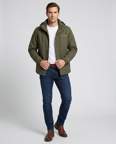 Herren Atmungsaktive Leichte Outdoor-Jacke mit Kapuze, Mesh-Innenfutter und mehreren Taschen drune