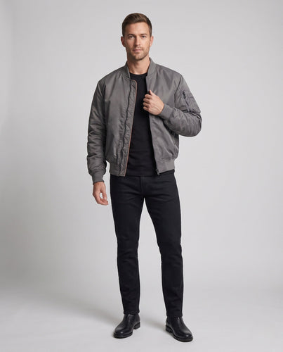Herren-Pilotjacke im Bomber-Stil mit kontrastierender Innenauskleidung und Armtasche drune