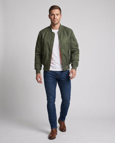 Herren Bomberjacke Pilotjacke mit wärmender Thermofutter und Ärmeltasche Utility drune