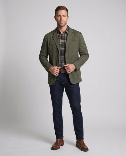 Herren Canvas Blazer im Field-Stil mit aufgesetzten Taschen und lässigem Schnitt drune