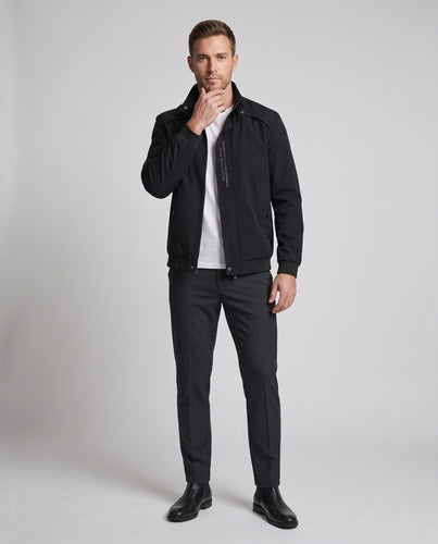 Herren lässige Bomberjacke im minimalistischen urbanen Look mit Stehkragen und Rippbündchen drune