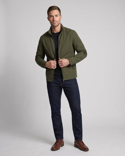 Herren Freizeit Canvas Blouson mit Stehkragen, Reißverschlusstaschen und wärmendem Fleece-Futter drune