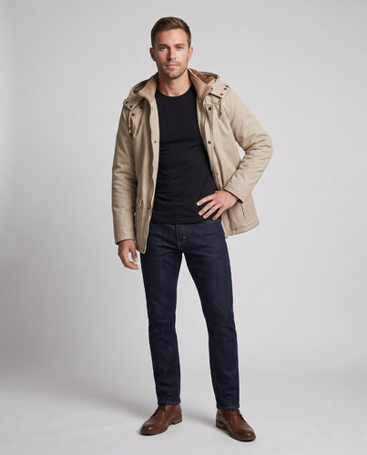 Herren-Feldparka im Canvas-Look mit wärmendem Teddy-Fleece-Futter und Utility-Taschen drune