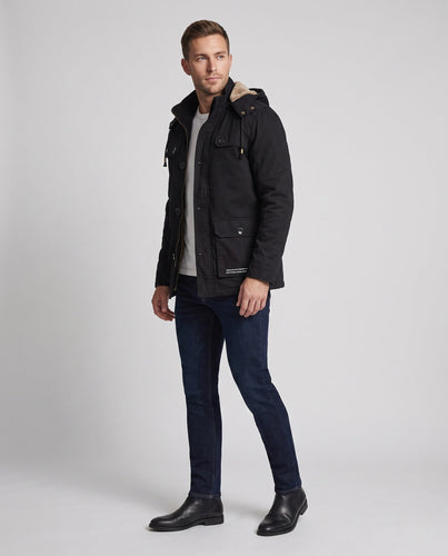 Herren-Feldparka mit sherpa-gefütterter Kapuze und multifunktionalen Utility-Taschen drune