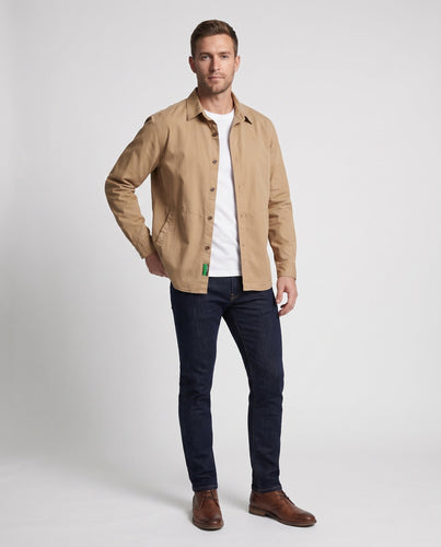 Herren Hemdjacke-Blouson aus Baumwollmix mit Taillennaht und leichter Canvasstruktur drune