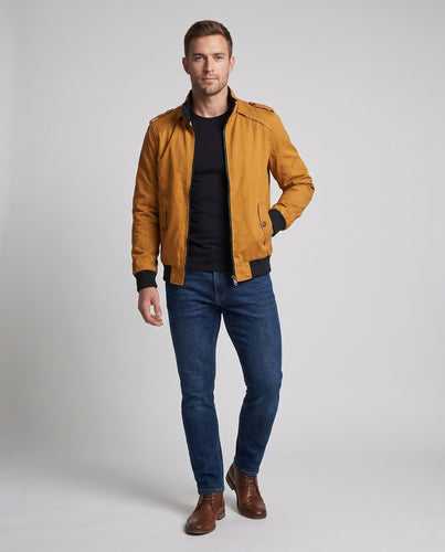 Herrenkurze Jacke im Aviatorklook mit thermo Teddyfutter und Schulterpaspelung drune