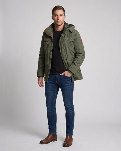 Herren kurze gepolsterte Feldblouson mit gesteppter thermischer Futter und Klappentaschen drune