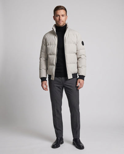 Männer Kurzparka Stil Pufferjacke mit winddichter Außenschicht und gerippten Bündchen drune