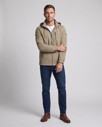 Herren Leichte Atmungsaktive Kapuzenjacke für den Outdoor-Bereich mit Brusttasche und Unsichtbarem Reißverschluss drune