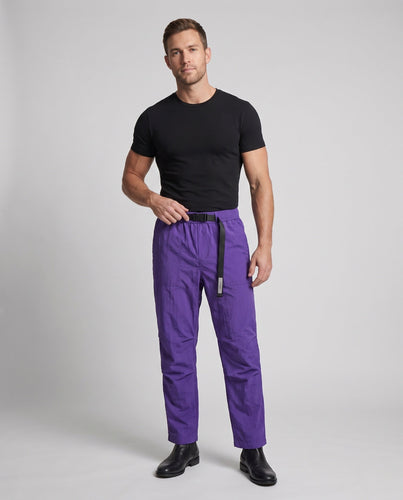 Herren Leichte Nylon Utility-Hosen mit Elastischem Bund und Gürtelverschluss drune