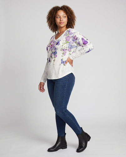 Damen Oversize V-Ausschnitt Pullover mit großem Giraffenmotiv Drune