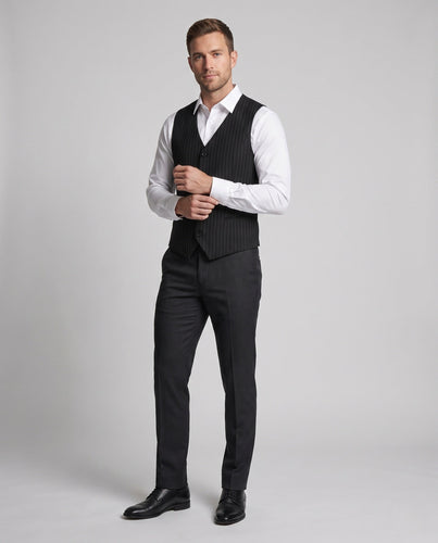 Herren Eleganter Anzugweste mit feinen Streifen Drune