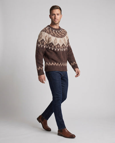 Herren grob gestrickter Pullover mit traditionellem Muster Drune