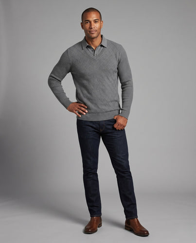 Modischer Strickpullover für Herren mit V-Ausschnitt und Knopfleiste Drune