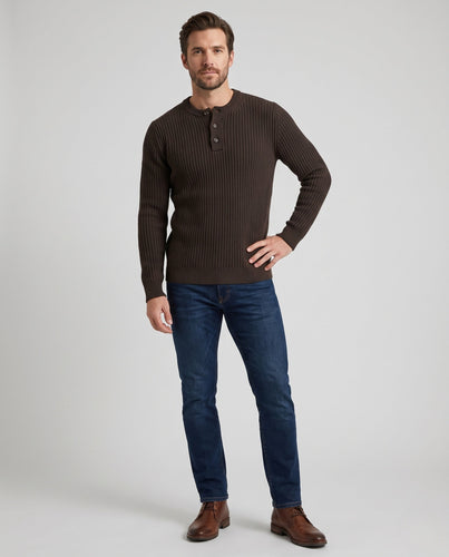 Herrenmode Chunky Stricktop mit Knopfleiste Drune