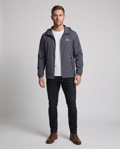 Herren Leichte Regenjacke mit Verstellbarer Kapuze Drune